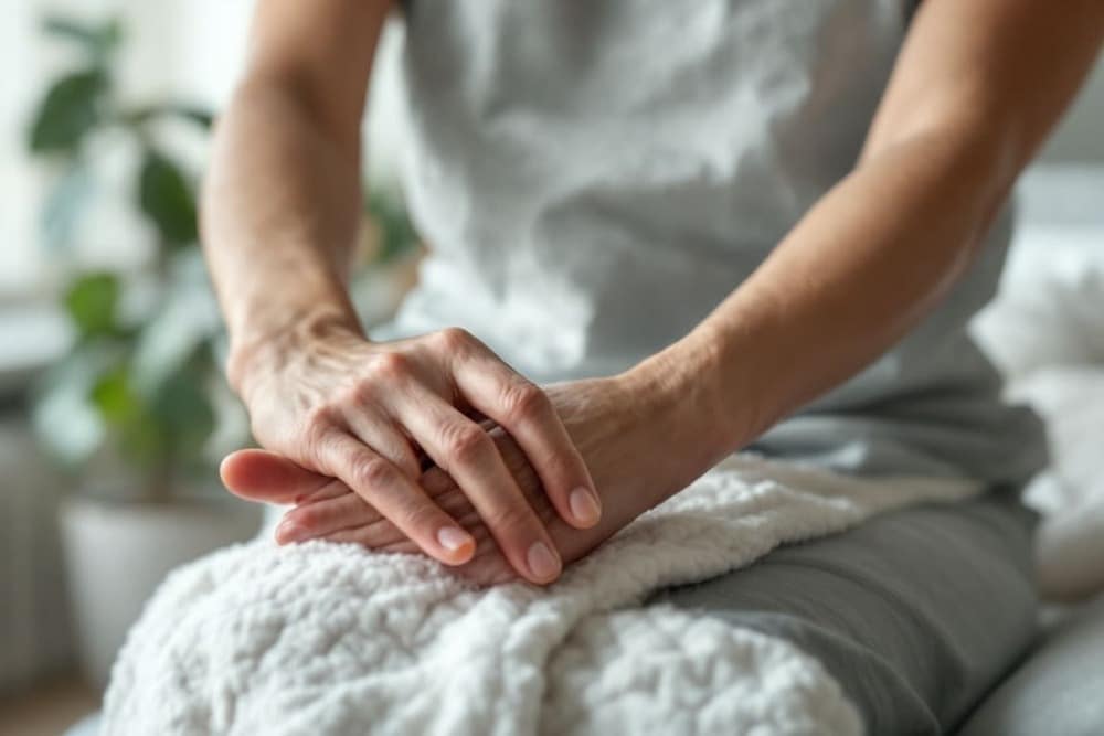 manos de persona madura mostrando signos de edad y cuidado de la piel