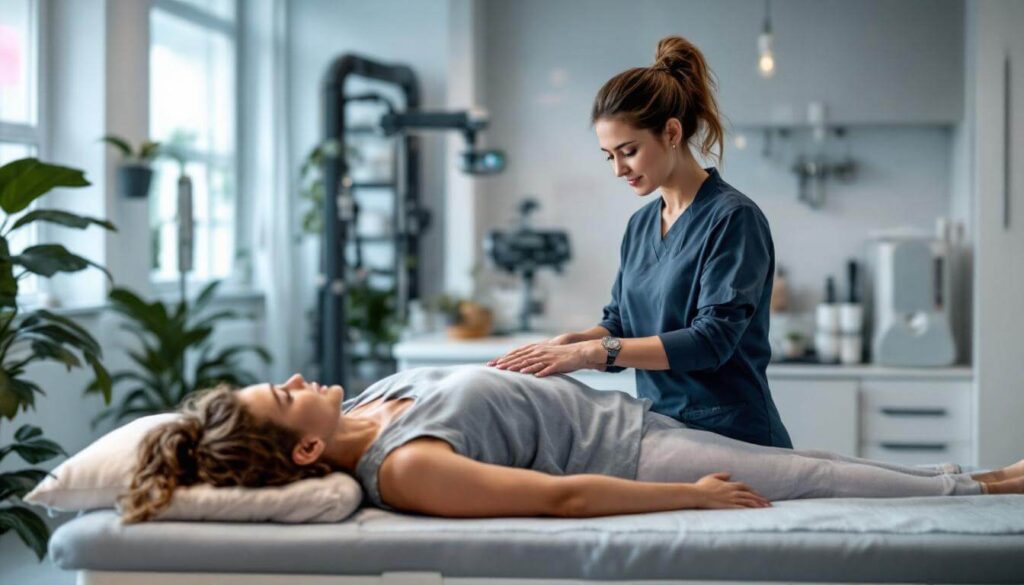 manos de fisioterapia en paciente