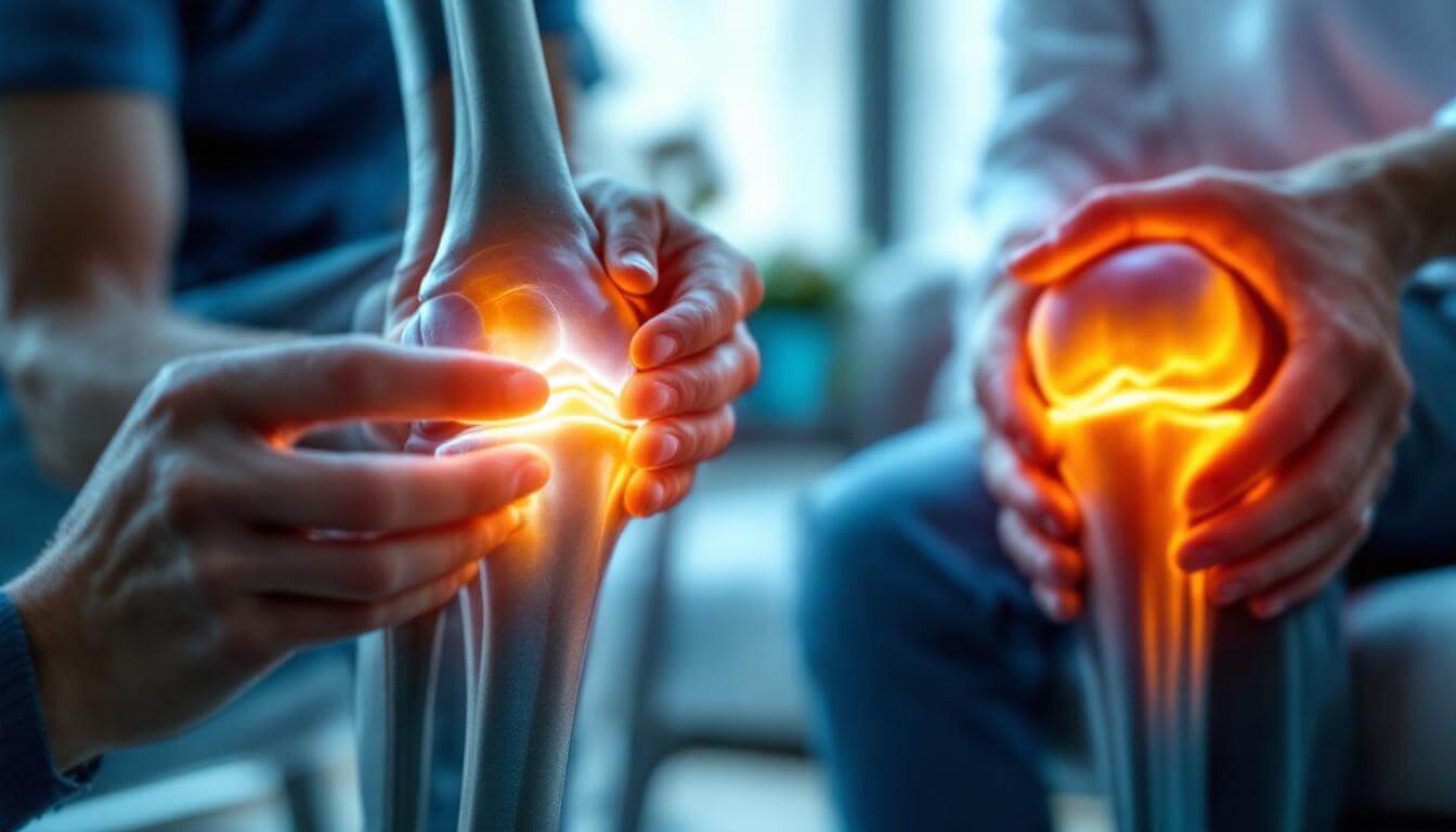 manos sobre huesos rodilla