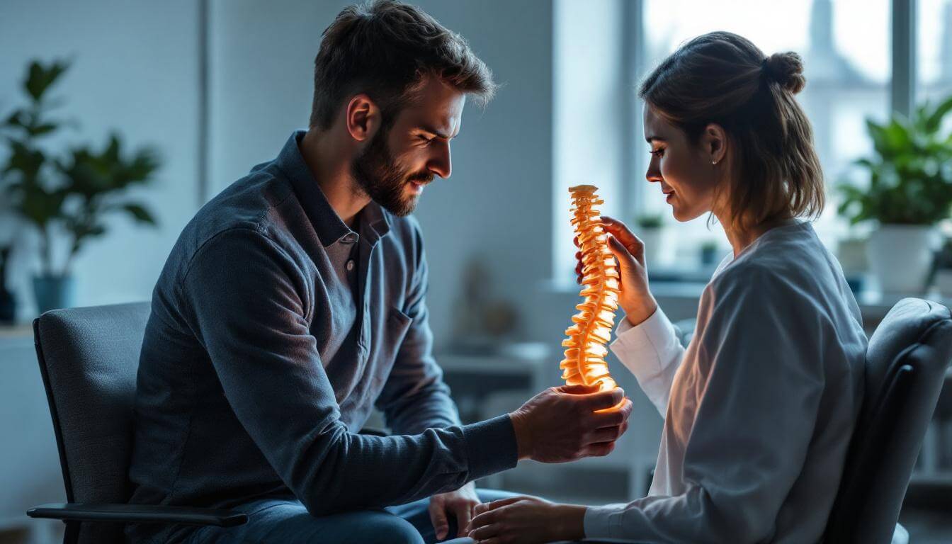 médica hablando con hombre